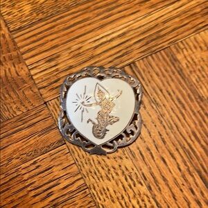 Vintage Siam Sterling Silver and White Heart Brooch